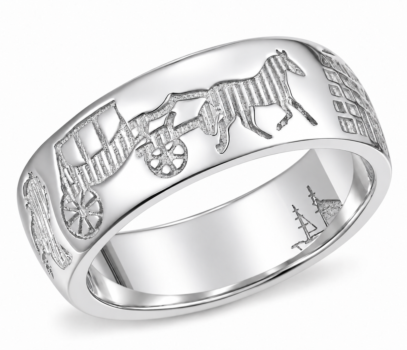 S925 wide silver Ring of Kerry ring engraved with seven iconic Irish symbols
