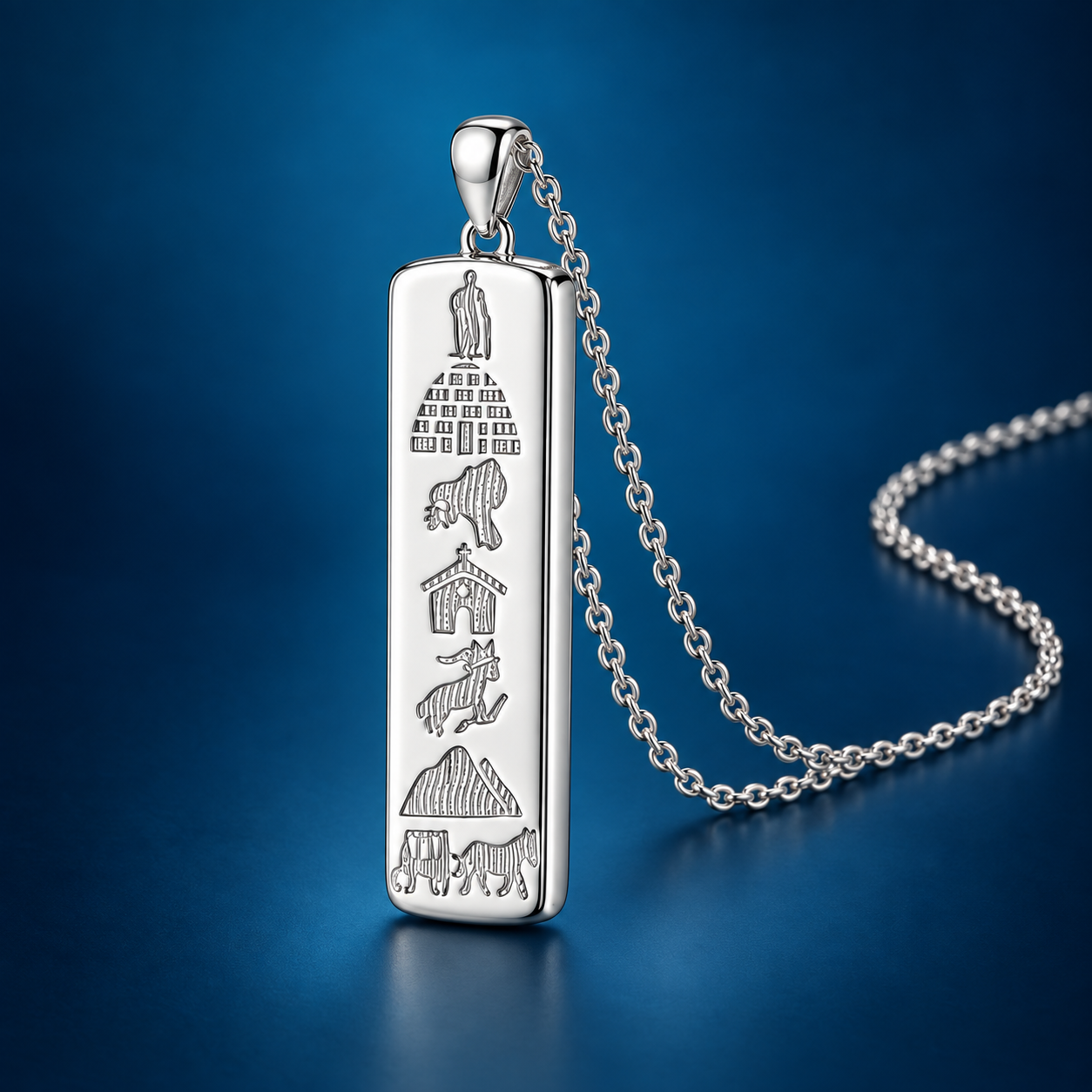 King Puck symbol on S925 silver Ring of Kerry ingot necklace