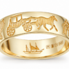 14K Gold Ring of Kerry Band with 7 Irish symbols