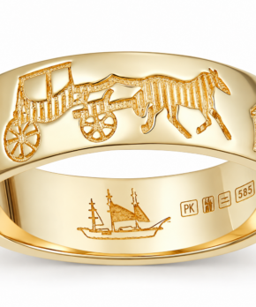 14K Gold Ring of Kerry Band with 7 Irish symbols