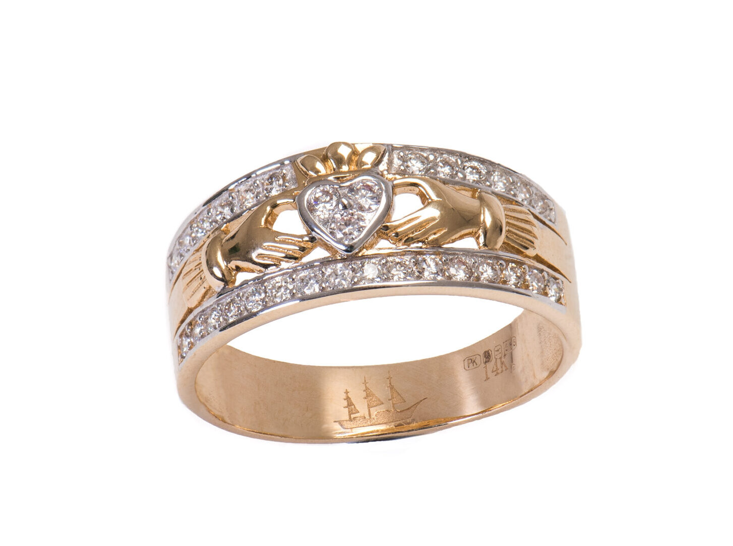 14K Gold with Real Diamonds Emigration Claddagh Ring Ring Of Kerry jewellery