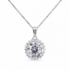 Lab Grown Diamond Pendant in 925 sterling silver with halo setting