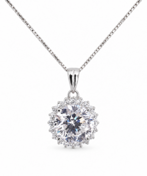Lab Grown Diamond Pendant in 925 sterling silver with halo setting