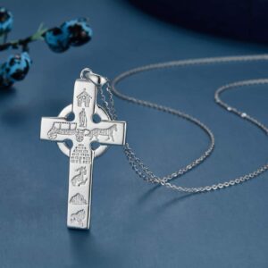 Skellig Michael symbol engraved on Ring of Kerry sterling silver Celtic Cross